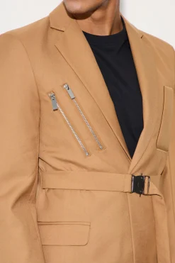 Skinny Fit Single Breasted Wrap Belt Blazer | BoohooMAN UK