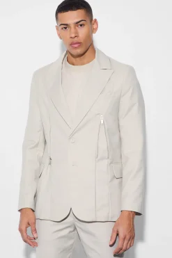 Skinny Fit Zip Dart Suit Jacket | BoohooMAN UK