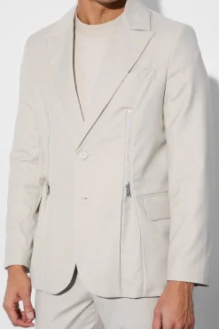 Skinny Fit Zip Dart Suit Jacket | BoohooMAN UK