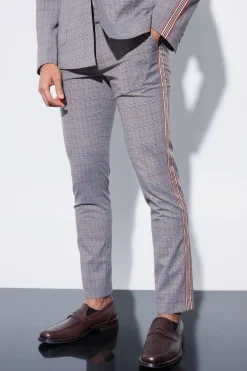 Skinny Fixed Waist Tailored Check Trouser | BoohooMAN UK
