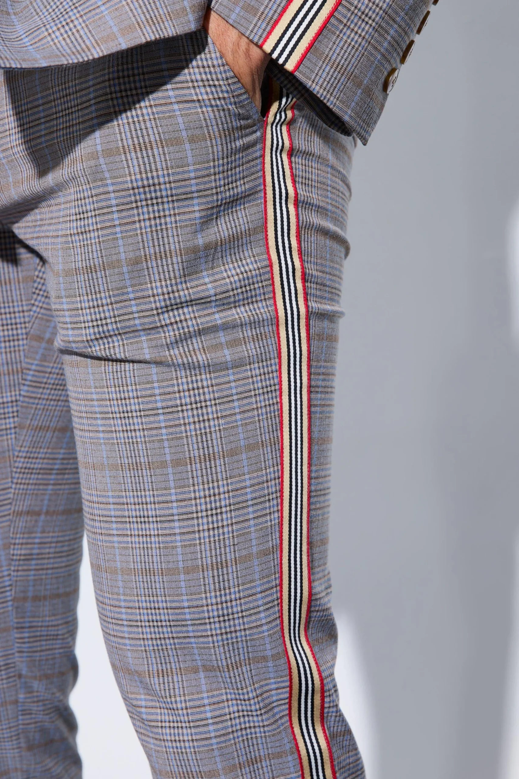 Skinny Fixed Waist Tailored Check Trouser | BoohooMAN UK