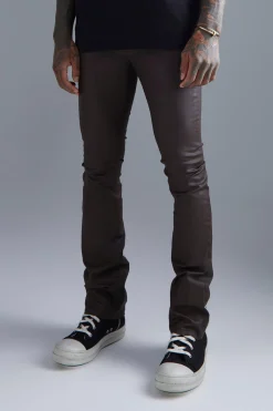 Skinny Flare Coated Jeans | BoohooMAN UK