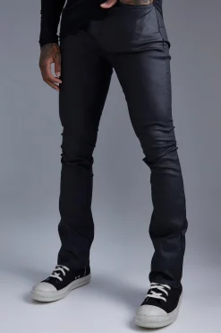 Skinny Flare Coated Jeans | BoohooMAN UK