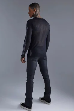 Skinny Flare Coated Jeans | BoohooMAN UK