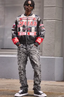 Skinny Flare Extreme Patchwork Jeans | BoohooMAN UK