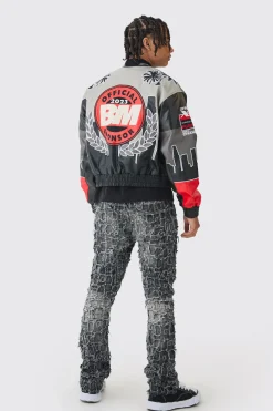 Skinny Flare Extreme Patchwork Jeans | BoohooMAN UK