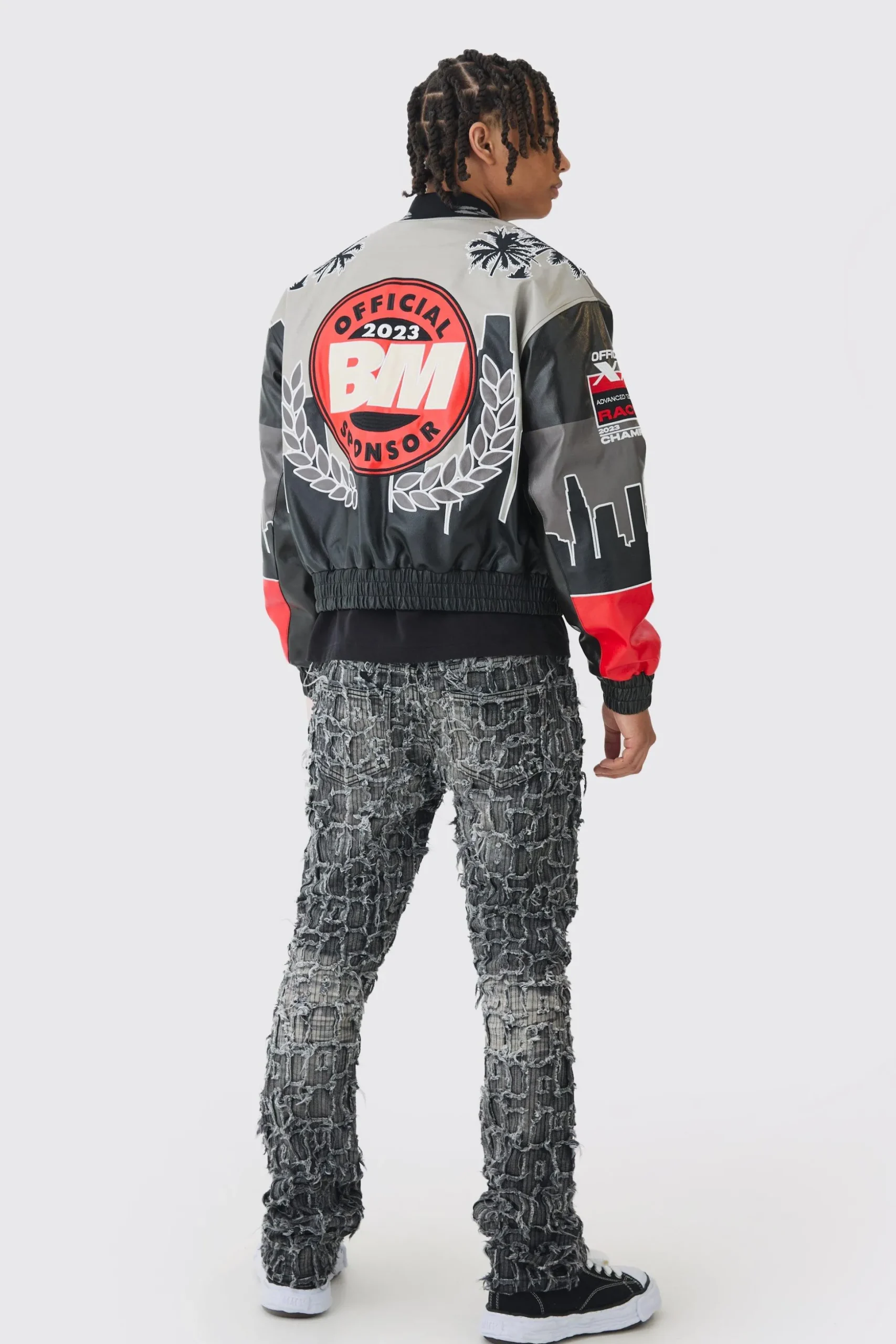 Skinny Flare Extreme Patchwork Jeans | BoohooMAN UK