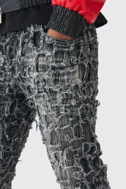 Skinny Flare Extreme Patchwork Jeans | BoohooMAN UK
