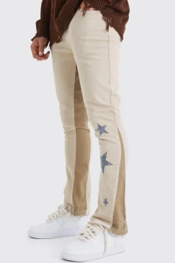 Skinny Flare Gusset Print Trouser | BoohooMAN UK