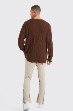 Skinny Flare Gusset Print Trouser | BoohooMAN UK