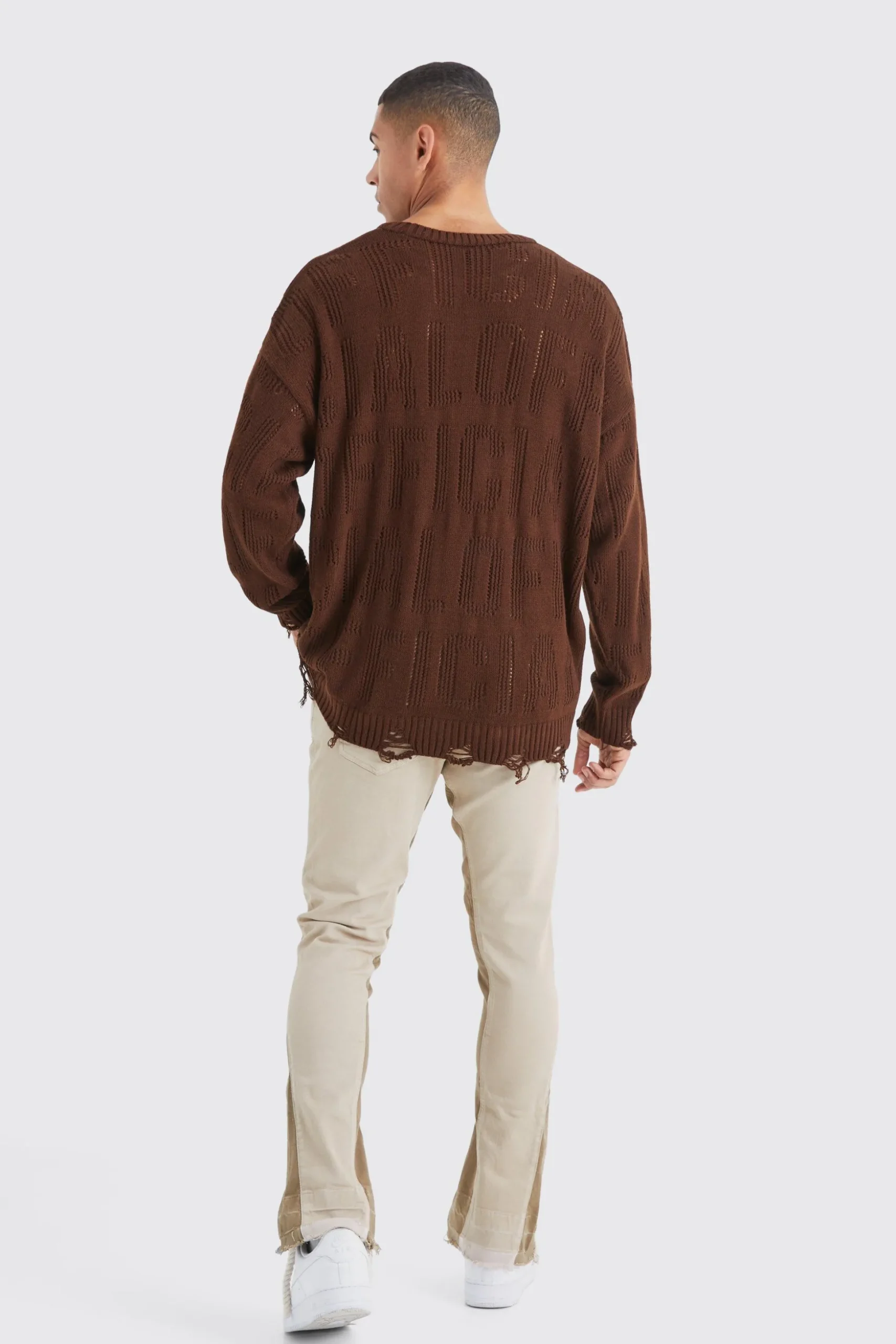Skinny Flare Gusset Print Trouser | BoohooMAN UK