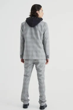 Skinny Flare Pow Check Trouser With Chain | BoohooMAN UK