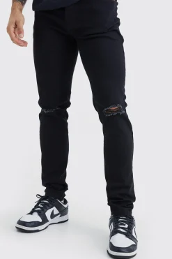 Skinny Jeans With Slash Knee | BoohooMAN UK