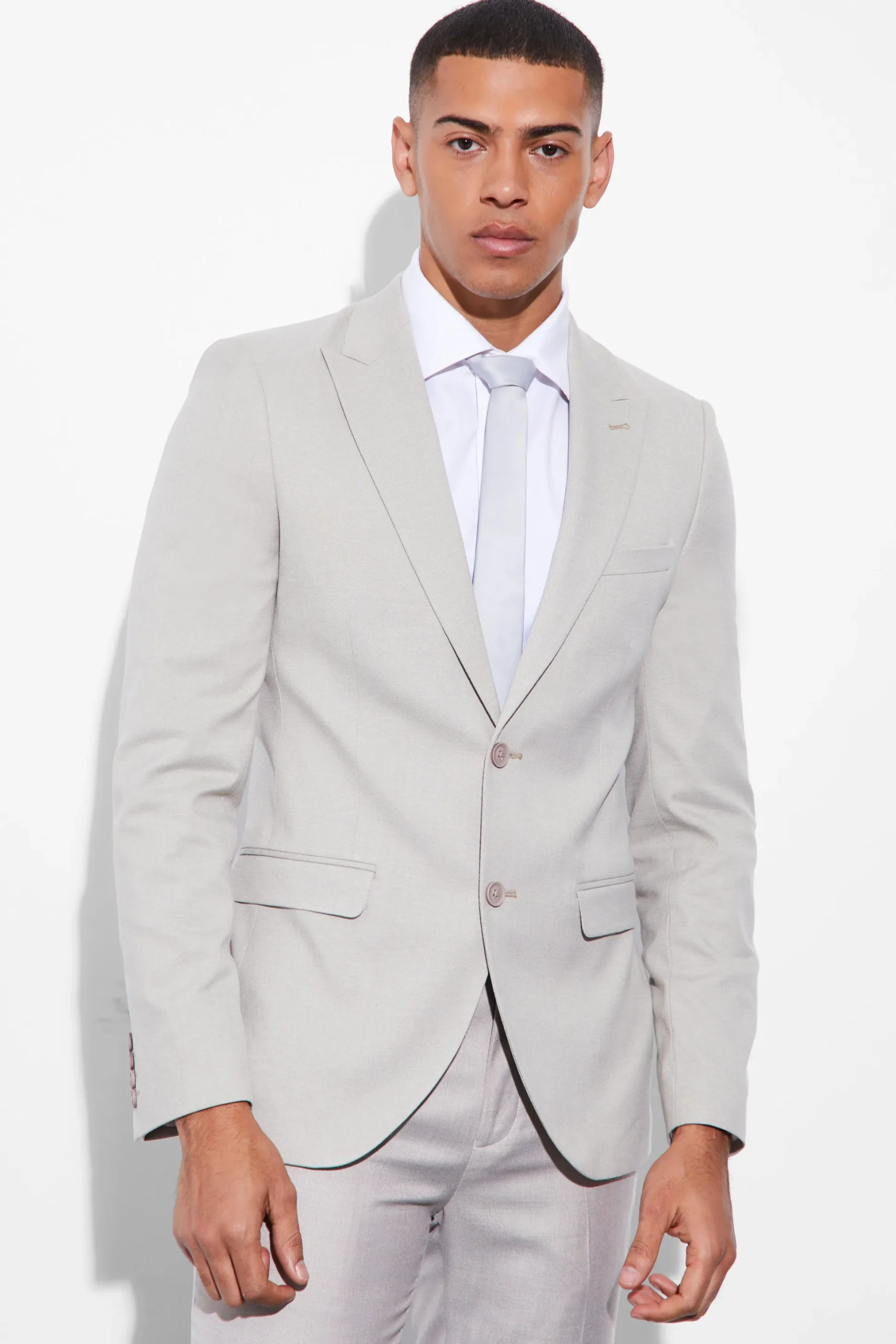 Skinny Linen Crop Suit | BoohooMAN UK
