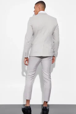 Skinny Linen Crop Suit | BoohooMAN UK