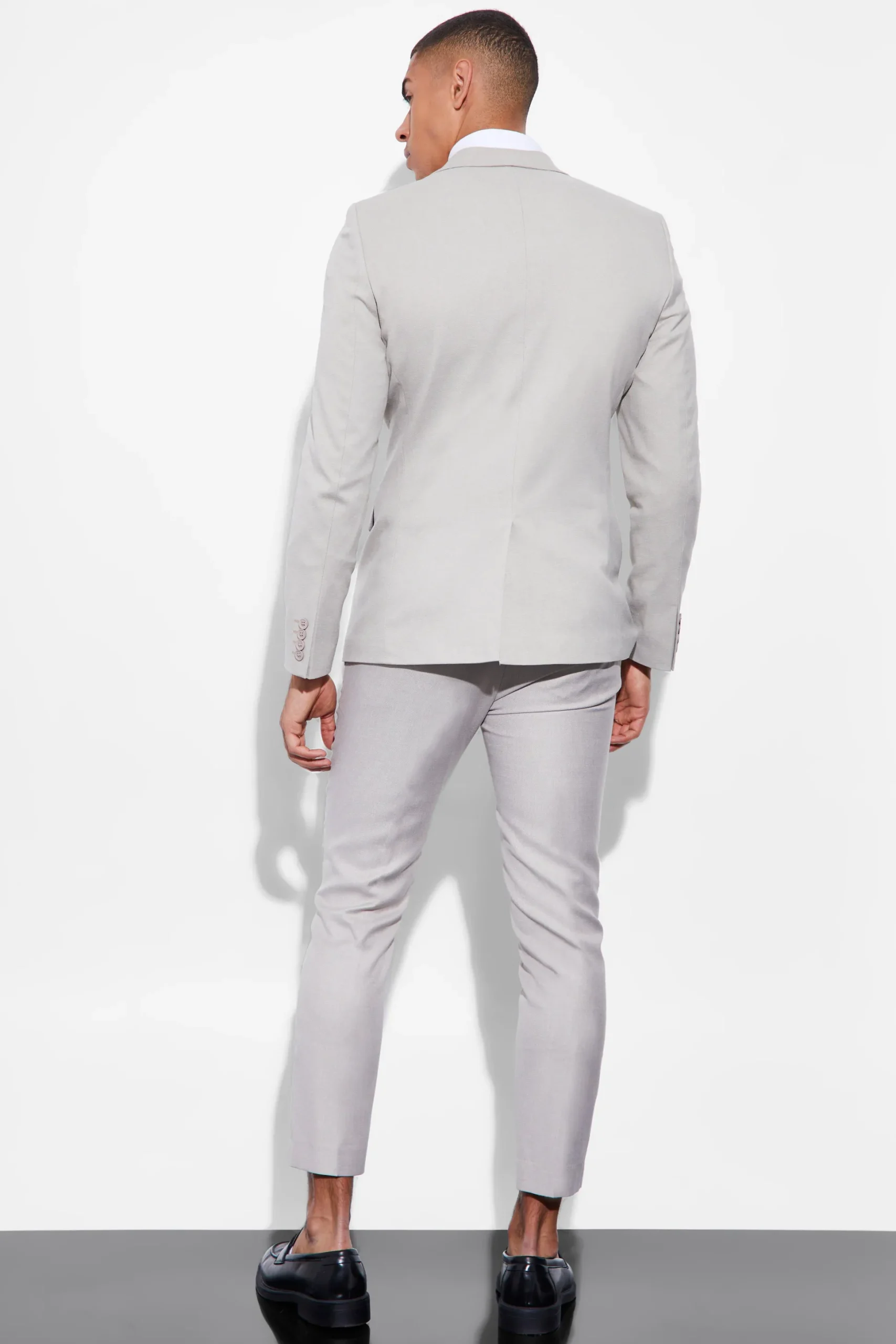 Skinny Linen Crop Suit | BoohooMAN UK