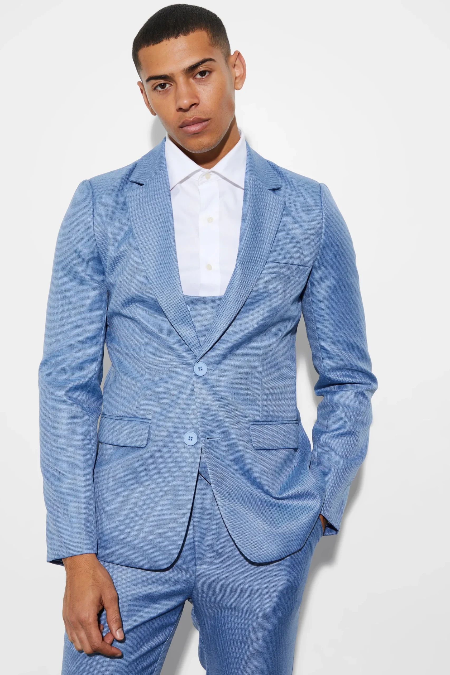 Skinny Mini Texture Suit | BoohooMAN UK