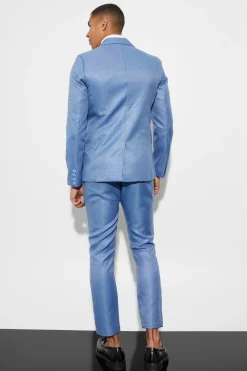 Skinny Mini Texture Suit | BoohooMAN UK