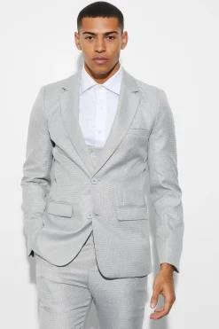 Skinny Mini Texture Three Piece Suit | BoohooMAN UK