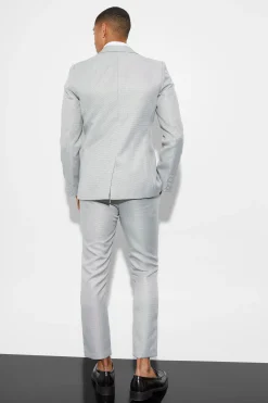 Skinny Mini Texture Three Piece Suit | BoohooMAN UK