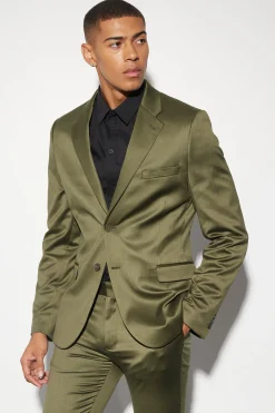 Skinny Satin Suit Jacket | BoohooMAN UK