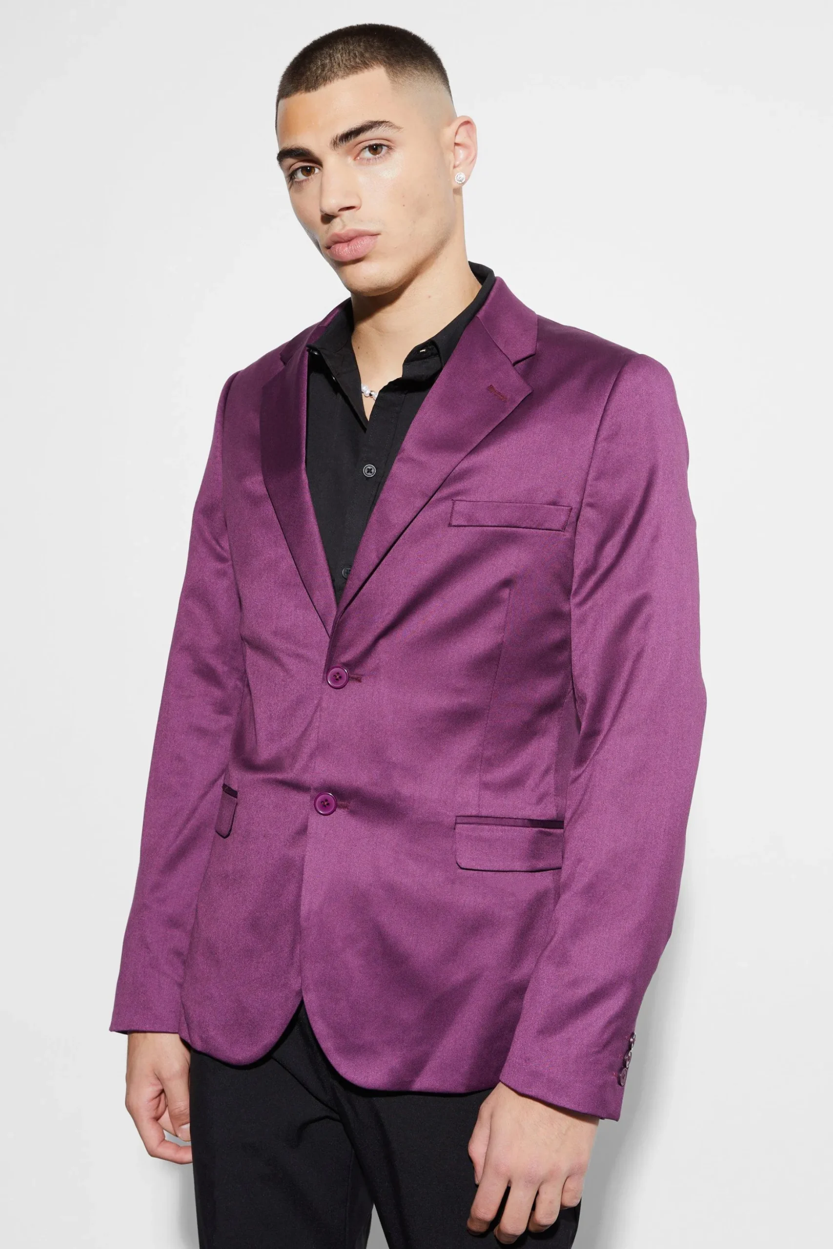 Skinny Satin Suit Jacket | BoohooMAN UK