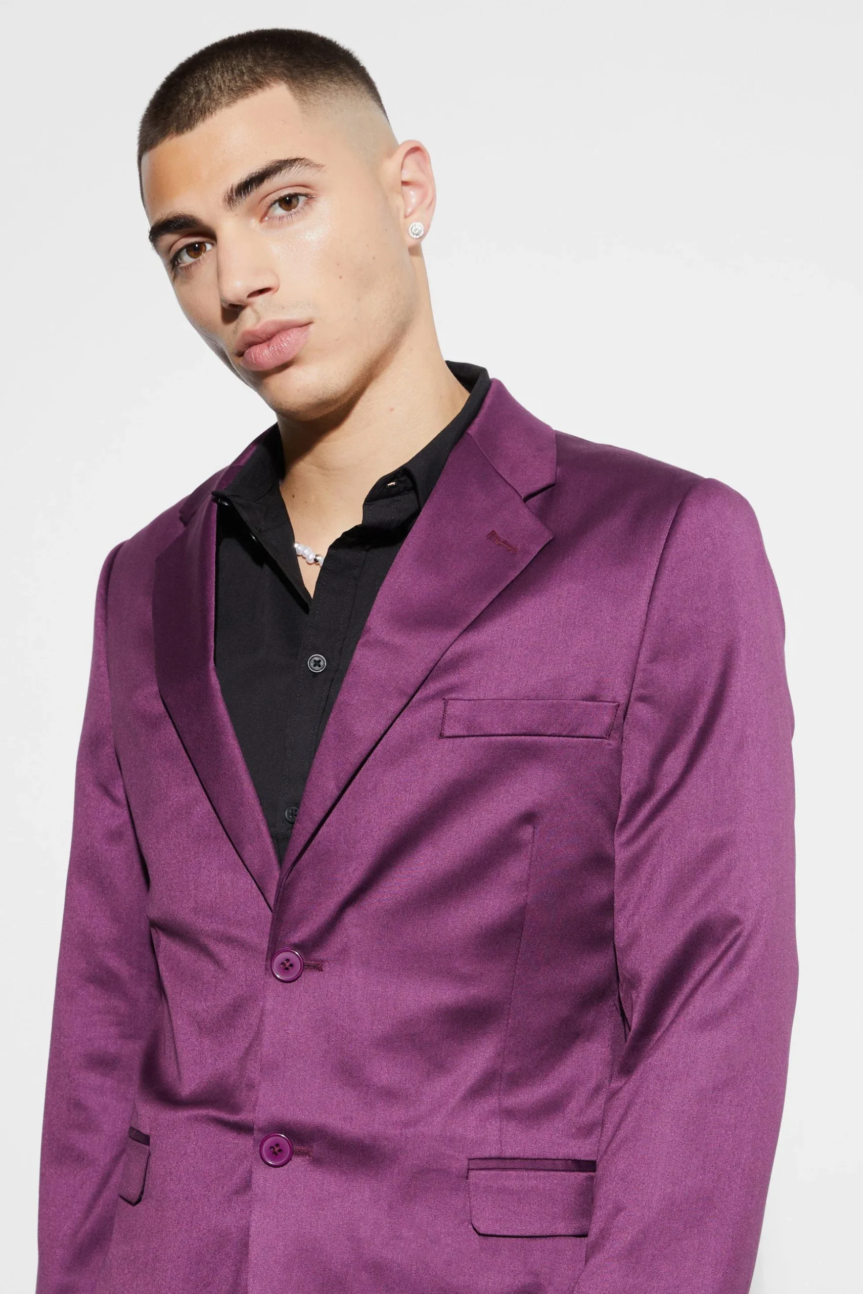Skinny Satin Suit Jacket | BoohooMAN UK