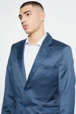 Skinny Satin Suit Jacket | BoohooMAN UK