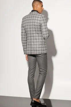 Skinny Single Breasted Check Suit Jacket | BoohooMAN UK