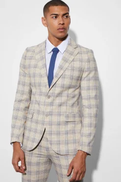 Skinny Single Breasted Check Suit Jacket | BoohooMAN UK