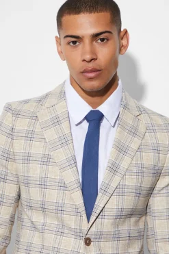 Skinny Single Breasted Check Suit Jacket | BoohooMAN UK