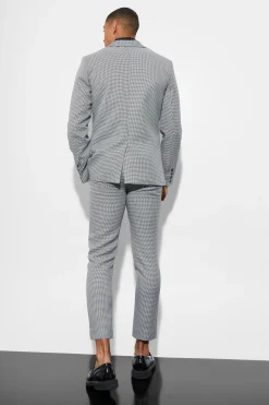 Skinny Single Breasted Dogstooth Suit Jacket | BoohooMAN UK