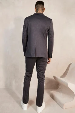 Skinny Single Breasted Dogstooth Suit | BoohooMAN UK