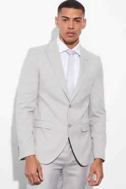 Skinny Single Breasted Linen Suit Jacket | BoohooMAN UK