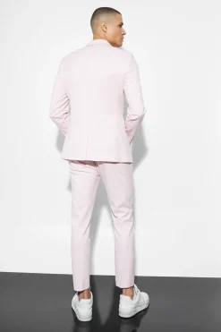 Skinny Single Breasted Linen Suit Jacket | BoohooMAN UK