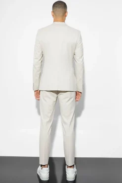 Skinny Single Breasted Linen Suit Jacket | BoohooMAN UK