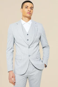 Skinny Single Breasted Pinstripe Suit Jacket | BoohooMAN UK