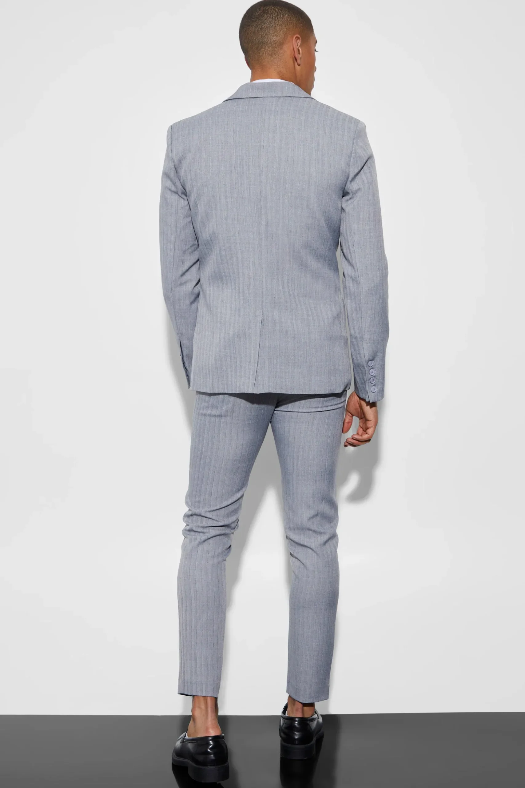 Skinny Single Breasted Textured Suit Jacket | BoohooMAN UK