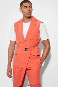 Skinny Sleeveless Suit | BoohooMAN UK