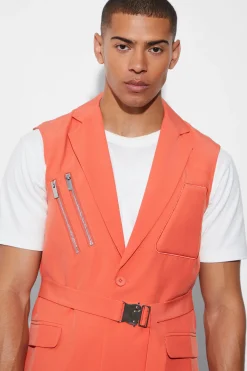 Skinny Sleeveless Suit | BoohooMAN UK