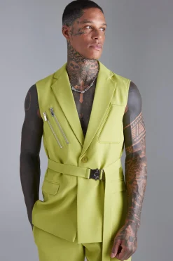 Skinny Sleeveless Suit | BoohooMAN UK