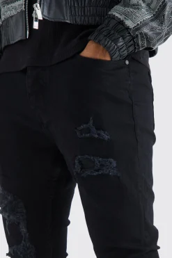 Skinny Stacked Distressed Ripped Jeans | BoohooMAN UK