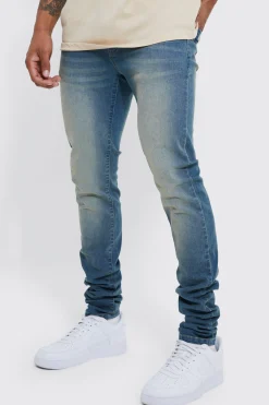 Skinny Stacked Extreme Washed Jeans | BoohooMAN UK
