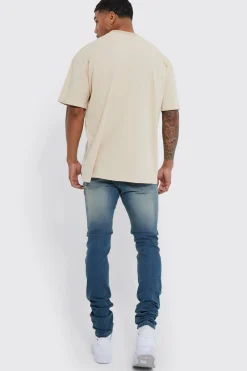 Skinny Stacked Extreme Washed Jeans | BoohooMAN UK
