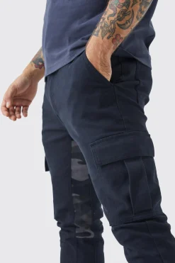 Skinny Stacked Flare Camo Gusset Cargo Trouser | BoohooMAN UK