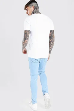 Skinny Stretch All Over Rip Jean | BoohooMAN UK