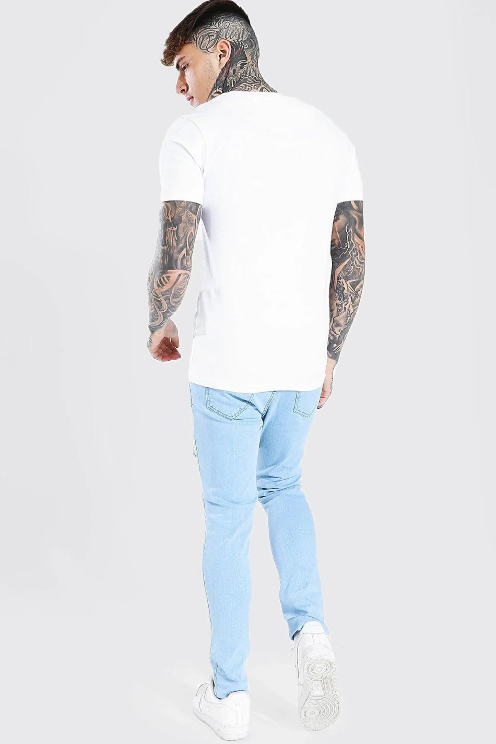 Skinny Stretch All Over Rip Jean | BoohooMAN UK