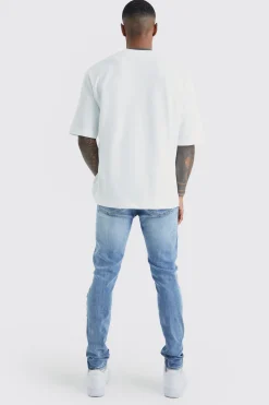 Skinny Stretch Bleached Ripped Knee Jeans | BoohooMAN UK