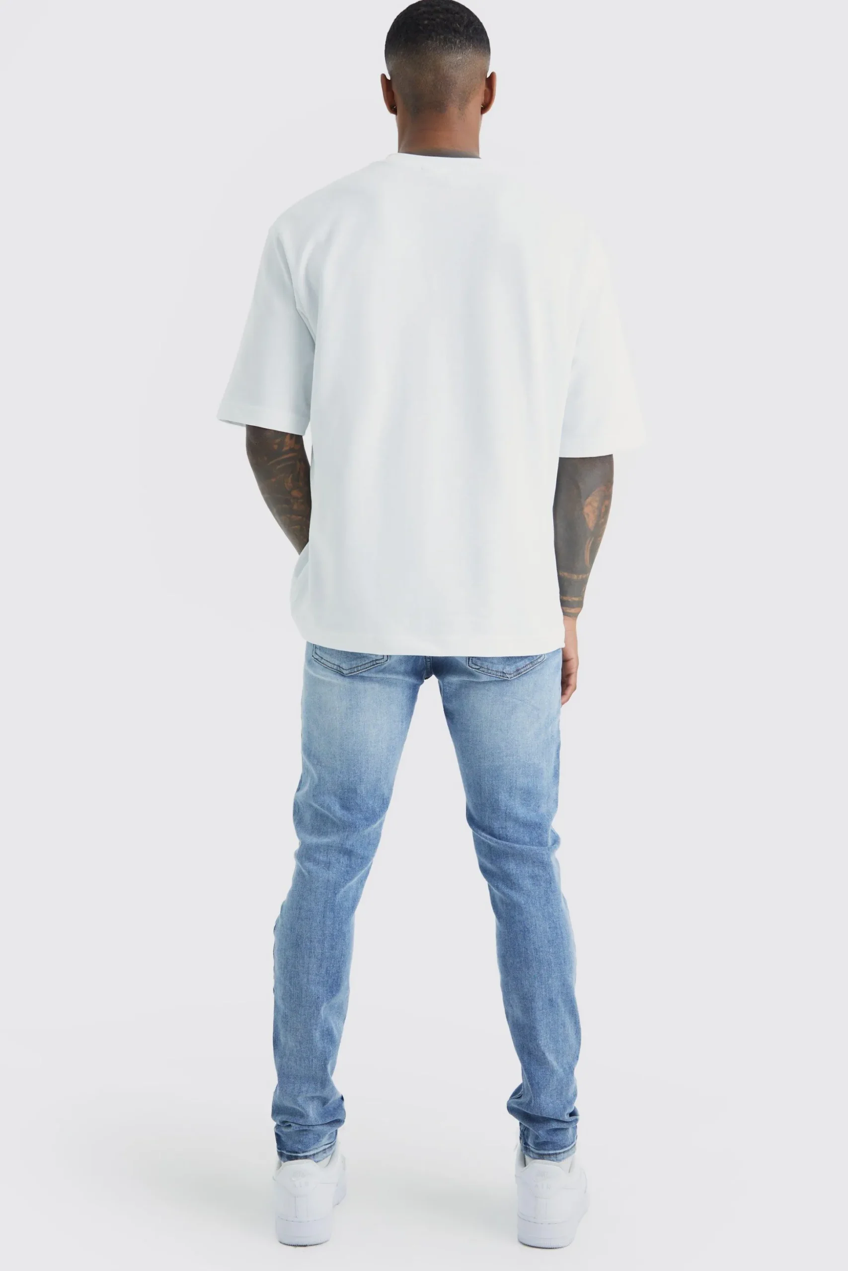 Skinny Stretch Bleached Ripped Knee Jeans | BoohooMAN UK