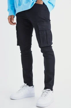 Skinny Stretch Cargo Jean | BoohooMAN UK